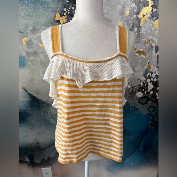 Hardware Ruffle Tank BCBG | Tops | Bcbg Yellow Knit Ruffle Tank | Poshmark